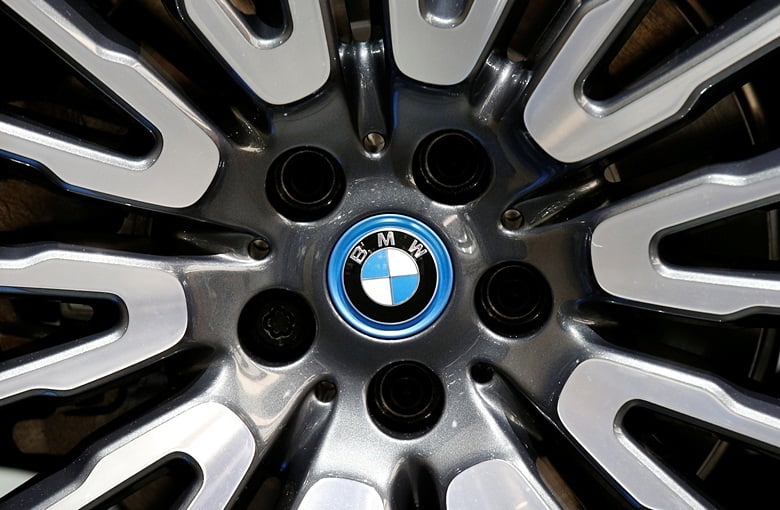 View of a BMW logo on a wheel at the Mondial de l'Automobile, Paris auto show, during media day in Paris, September 30, 2016. REUTERS/Jacky Naegelen