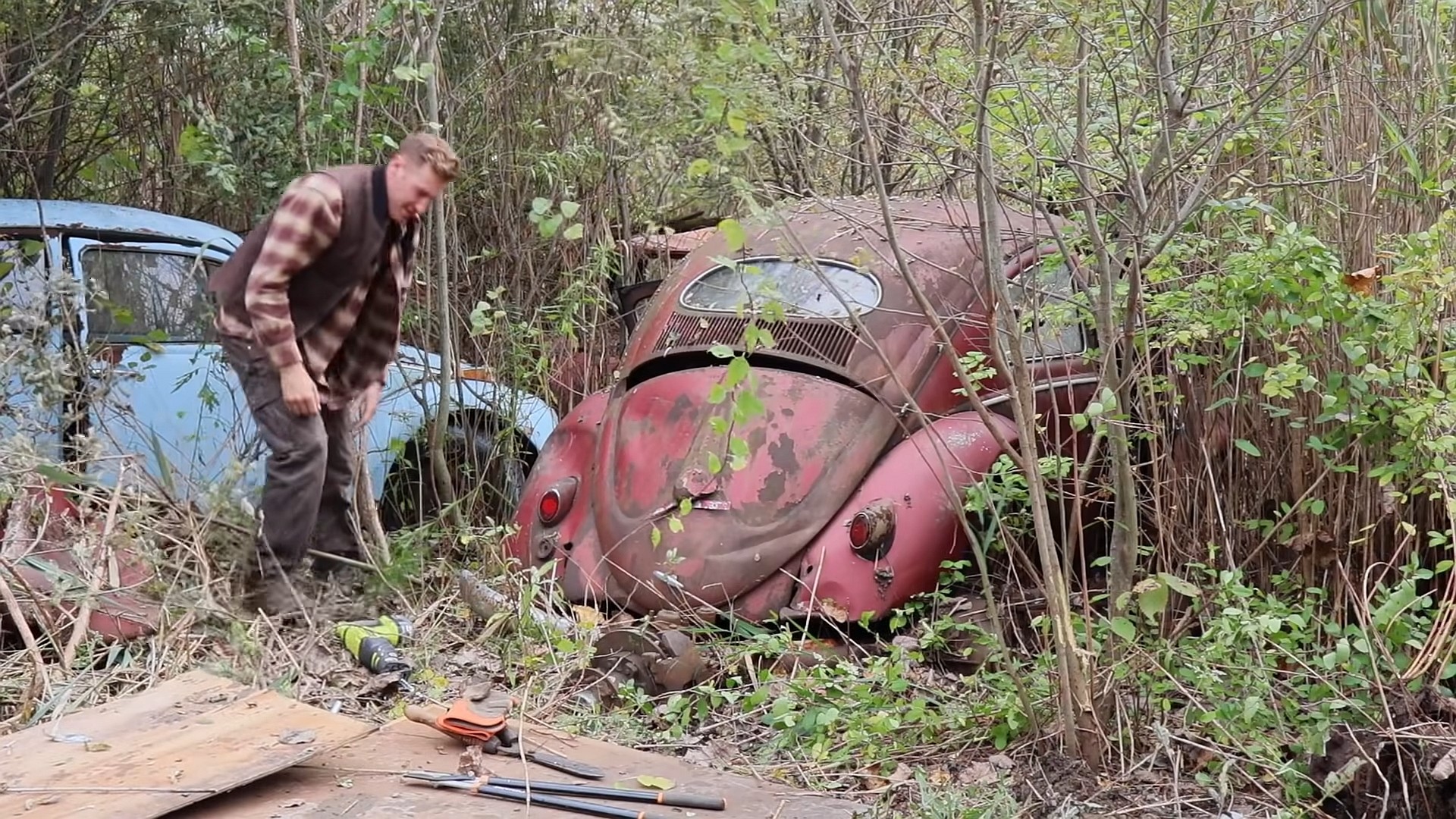 rare vw beetle spent 52 years in a junkyard gets rescued for full restoration 1