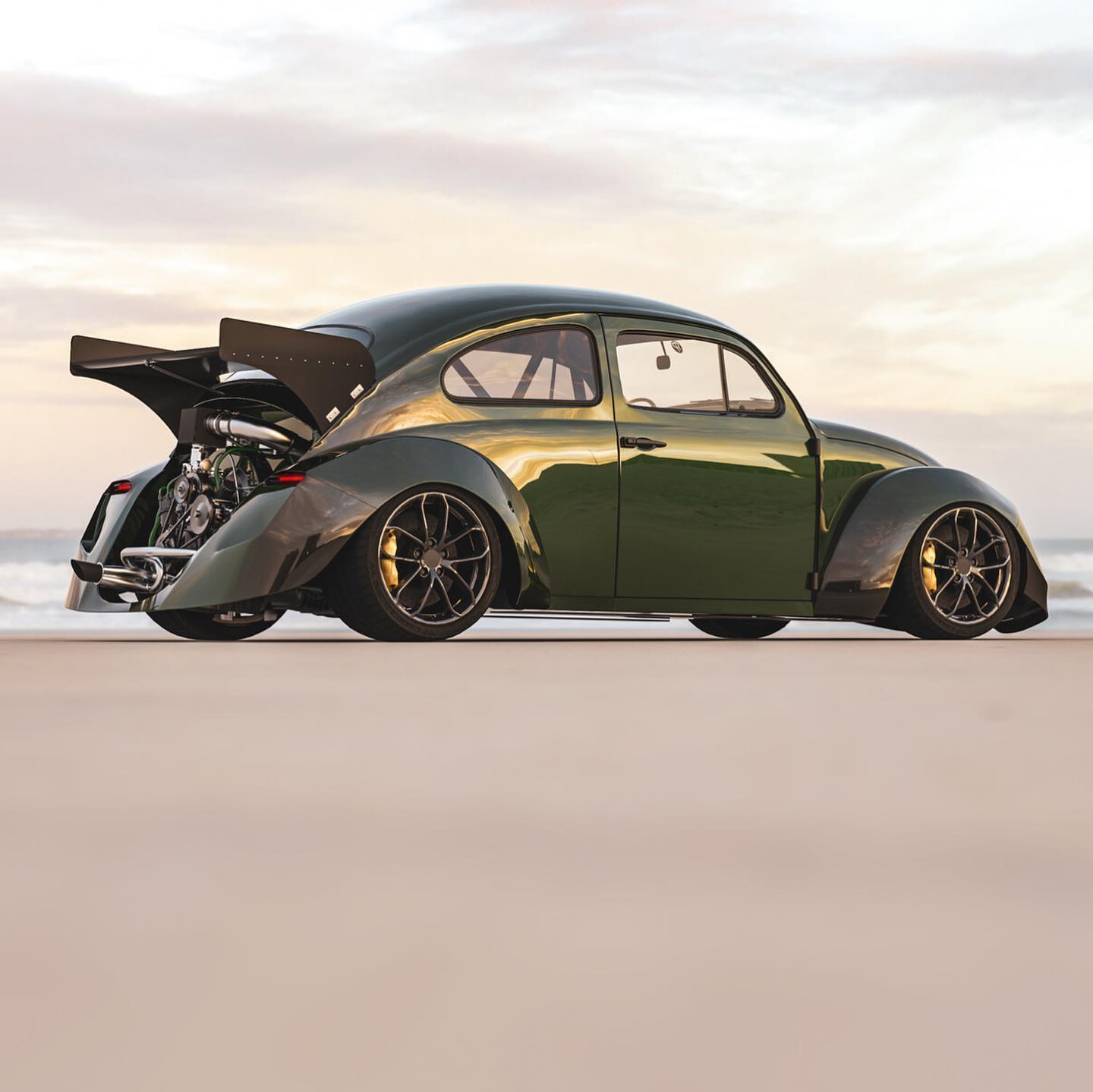 low green wide vw beetle takes virtual racer rev3nge over becoming