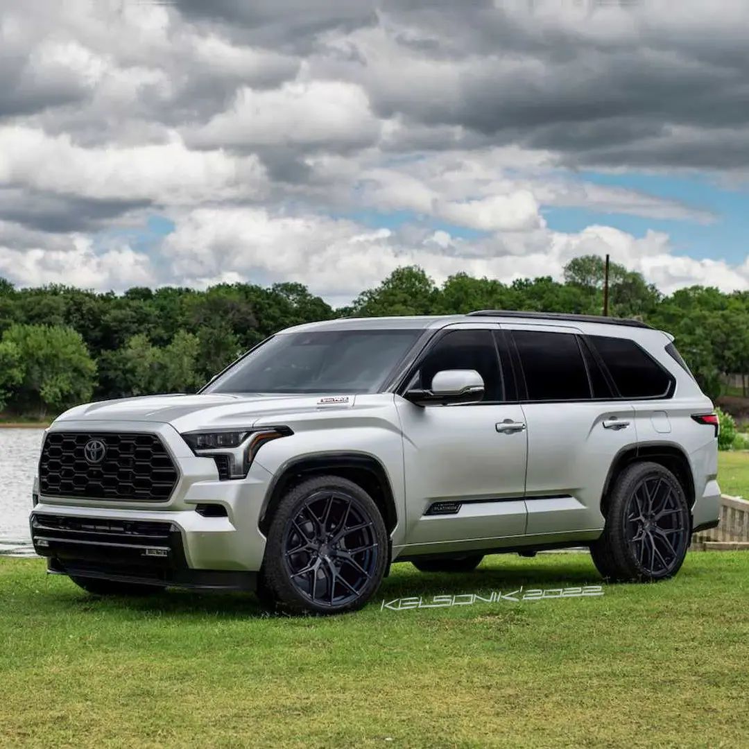 2023 toyota sequoia feels subtly menacing when lowered on cgi aftermarket wheels 191023 1